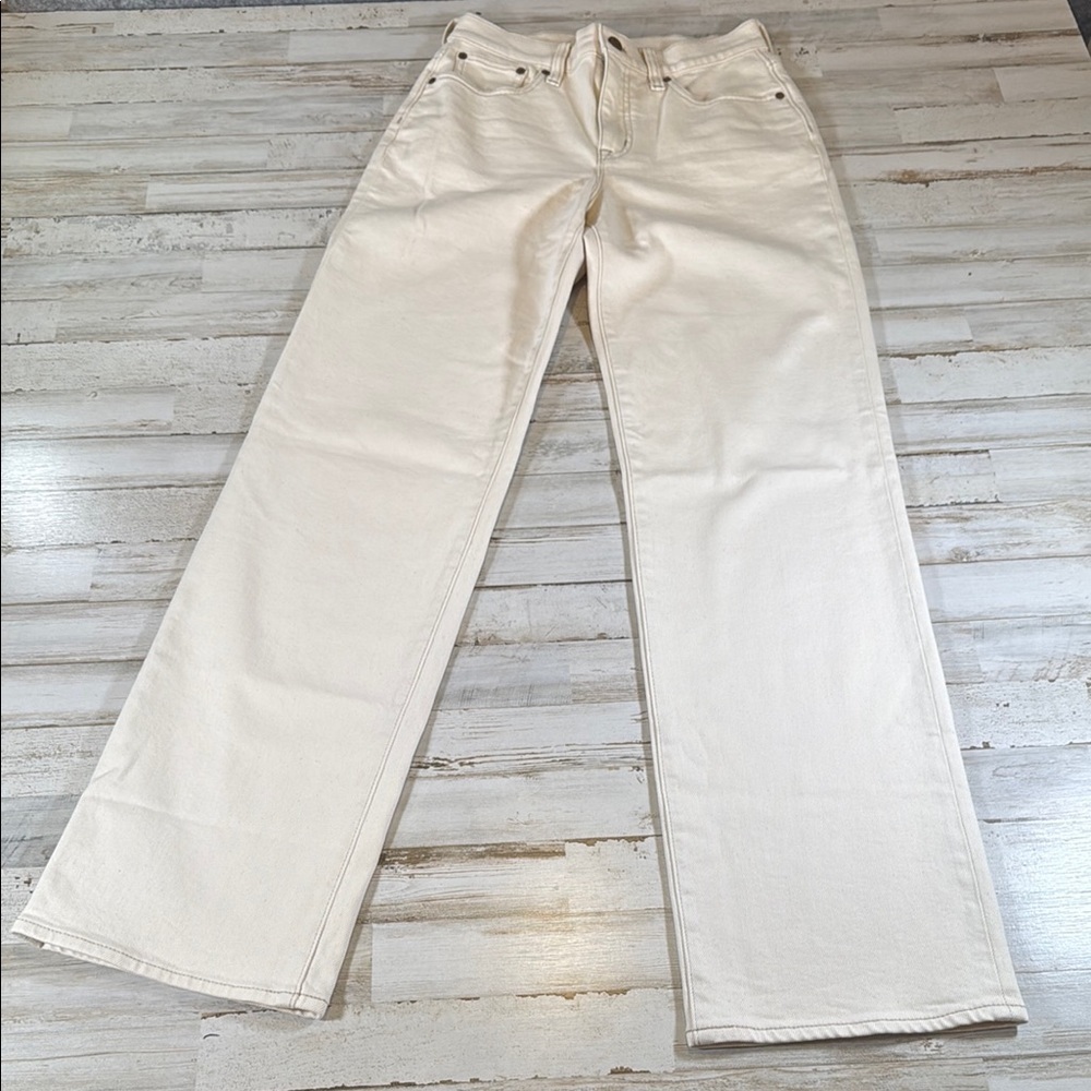 J. Crew Factory Ecru Slim Wide Leg Jeans